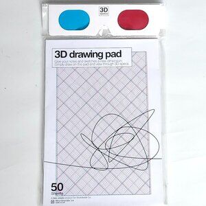 FUN 3D Drawing Pad BNIP World Wide Co SEALED 50 Sheets + 3D Glasses Two Create S